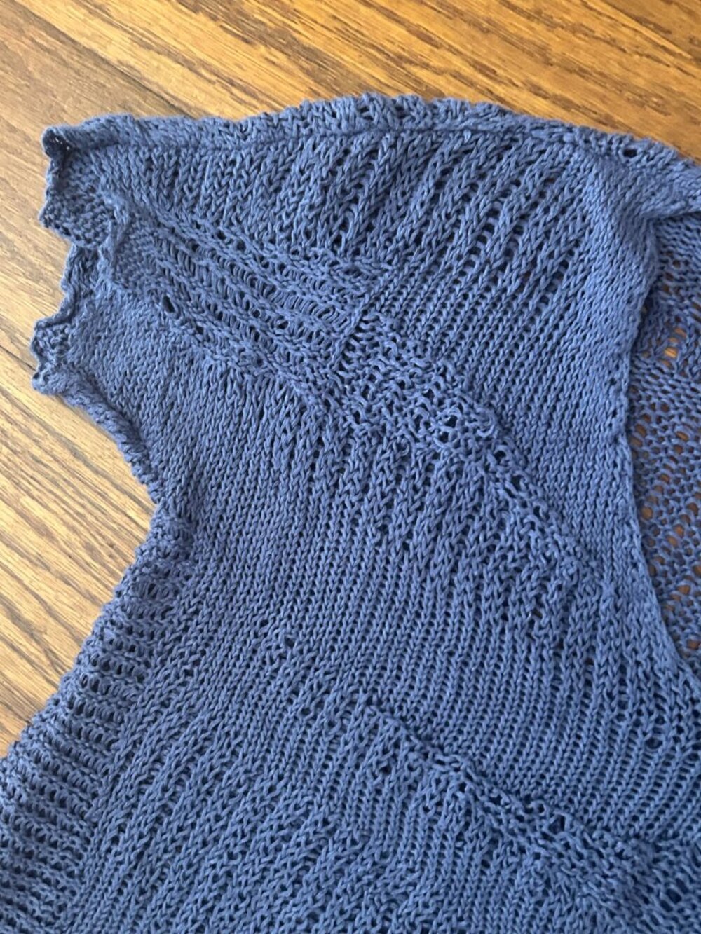 Eileen Fisher Blue Angel Cotton Metallic Stitch Crochet Sweater Top Size Small - Picture 6 of 13